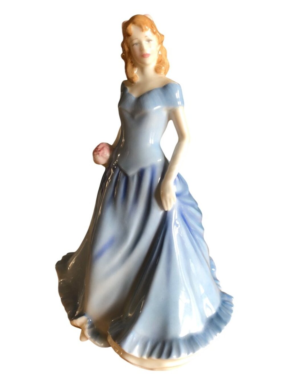 Royal Doulton Porcelain Lady Prototype Figurine Blue Dress Pink Flowers Girl Sta